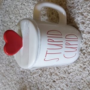 Rae Dunn "Stupid Cupid" Mug with Topper